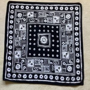 Black and White Floral Scarf